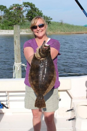 Beth Jansen caught this 5-pound fluke while fishing the Shinnecock Canal.