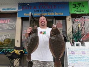 Chris from Sea Isle City with a 5- and 3-pound flounder.