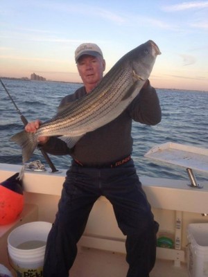 Mike Redmond caught this 29-pound striper a mile west of Debs Inlet while fishing with bunker this week.