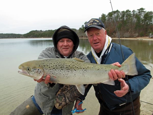 The crew from the Hook-Up continue to get it done in Cliff Pond, catching broodstock salmon on artificial lures.