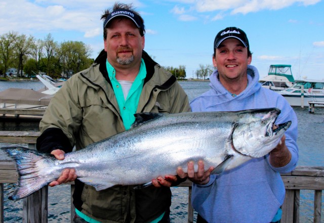 Patrick Beckman of Traverse City, Michigan was trolling between Wilson and the Niagara River in 130 feet of water when he hooked into a 29-pound, 11-ounce king salmon that won $15,000 Grand Prize in the Lake Ontario Counties Spring Trout and Salmon Derby