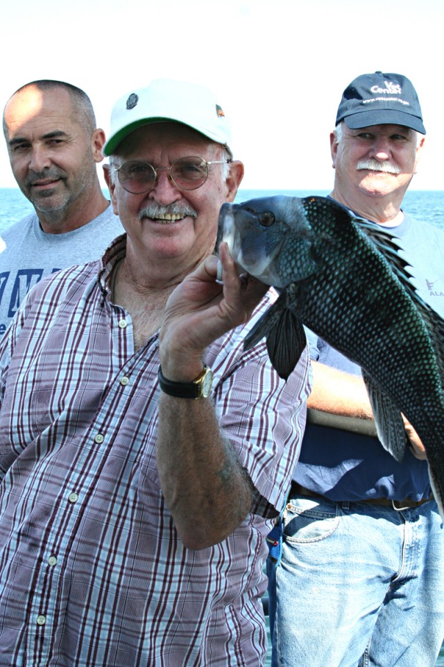 World War II Vet with sea bass