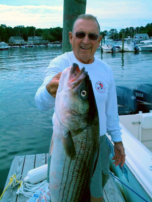 Art Hughes landed a nice bass off Sandy Neck Beach this past Sunday morning.