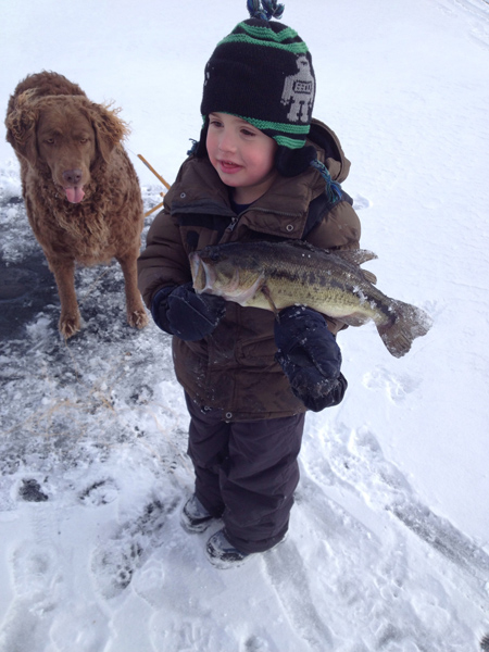 Rober Dubis had a great day of catching bass with his son on a pond in Brewster