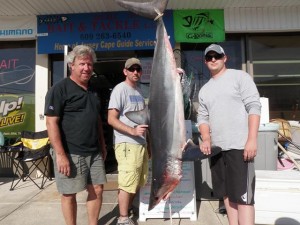 Todd, Cliff and Jon with a big mako caught 27 miles off Sea Isle City. Photo courtesy of the Sea Isle Bait & Tackle Facebook page.