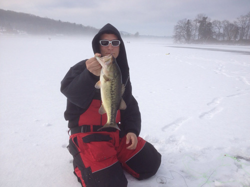 Christian Genarelli caught and released this nice largemouth from a Connecticut lake this week using live shiners on tip-ups. 