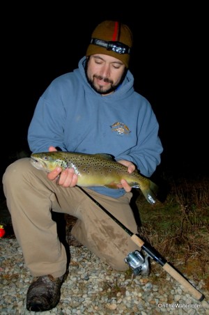 OTW's Chris Parisi shows off a nice brown trout that fell for a shiner.