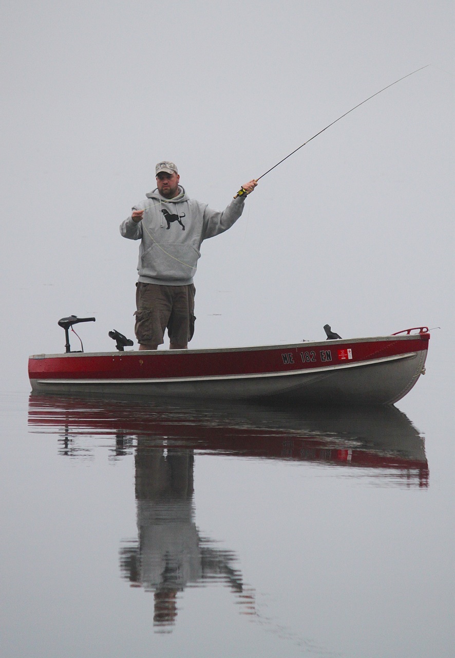 Fishing for brook trout in the fog.