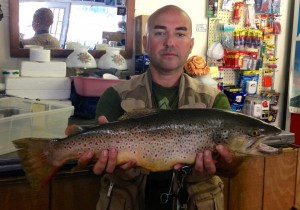 Hugo Medeiros landed this trophy brown trout on 6-pound-test line!