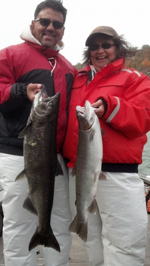 Danny and Caroline monteon of palmdale, CA show off some of their catch while fishing Niagara USA.