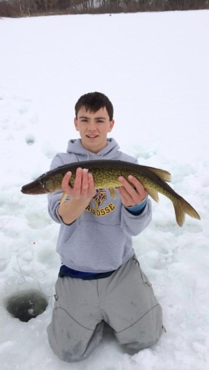 Ryan King and firends were fishing Little Chauncy when they caught this big pickerel.