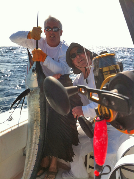 Richard Trifone of the Osterville Angler's Club caught this 91-inch sailfish on a recent trip to Jupiter, Florida.