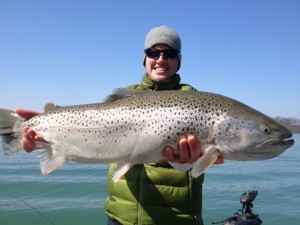 Eli Mosul with a 14 pound Niagara river brown.