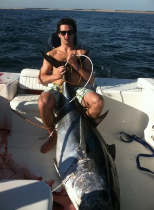 Chris Kennedy trolled up this 67-inch bluefin off Peaked Hill on Tuesday.