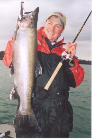 Capt. Frank Campbell with a nice lower Niagara River trout.