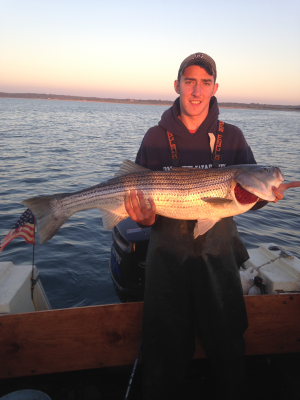Josh Goncalves caught this big striper out of Westport, MA. 