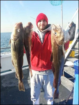 High hook on Wednesday&rsquo;s trip aboard the Ocean Explorer out of Belmar went home with three nice codfish.