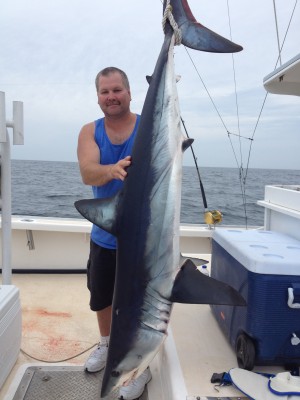 Captain Tony Notaro of Lucky Hook Charters shared this photo of a large mako shark taken by a customer this past week.