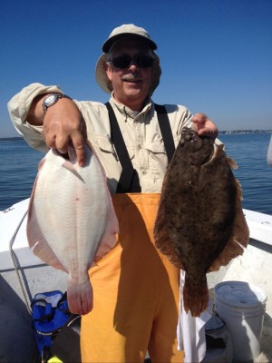 Large flounder are biting actively near Quincy.
