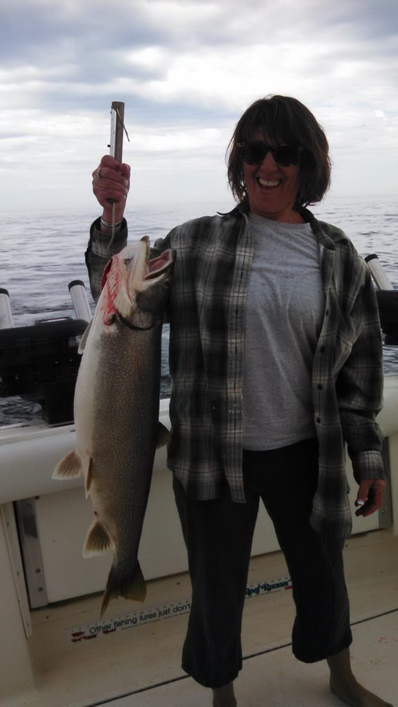 Robin Radeloff with a nice laker taken aboard the Popeye this past weekend.