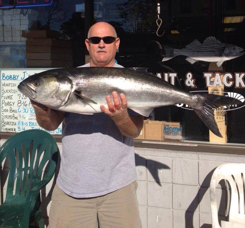 Chris Powers weighed in this 20-plus-pound bluefish at Bobby J’s in Milford last week.