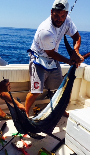 Capt. John Agricola and his crew aboard the Aggievation with a white marlin caught just south of Nantucket.
