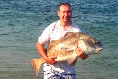 46-inch Black Drum Caught from Shore in New Jersey