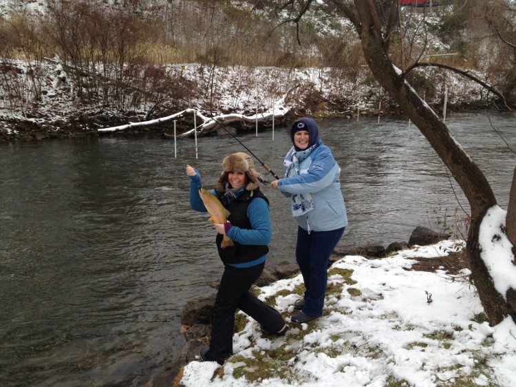 Katie Nihart and Dawn Peachey caught quite a few trout while fishing with fellow co-workers Dave Nihart and John Sinclair on Spring Creek. Pictured here is a big Rainbow Trout that added to a great day of fishing. Several trout between 12-18” were caught. The successful lure was a size F05 rapala with a black back and yellow belly. Congratulations to Katie and Dawn on their great catch!