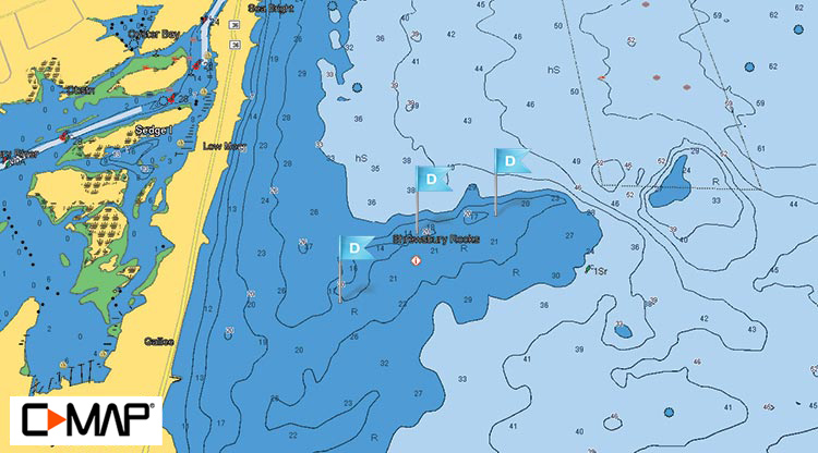 Shrewsbury Rocks hi-res bathymetric map