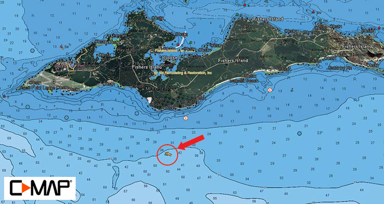 Fishers Island hi-res vector map with satellite imagery