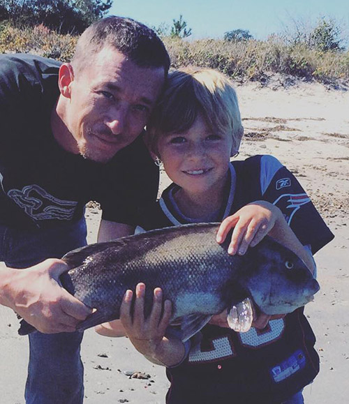 Captain Ryan Lawhorne's daughters first tautog this past Sunday