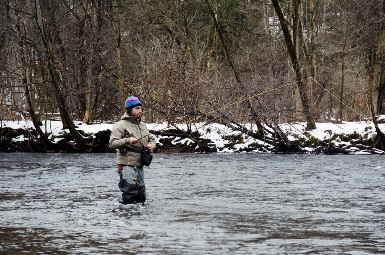 Tom Fernandez of Tailwater Lodge works a run on Saturday afternoon. 