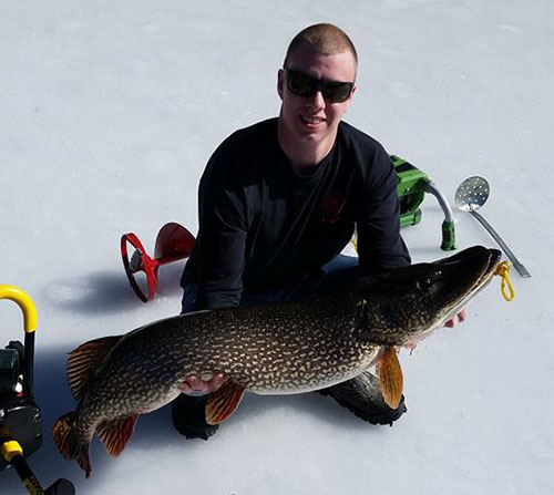 Peter Hast landed this massive 45-inch pike in Central Massachusetts.