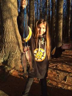 Rhode Island angler Sophia Garzoli with a pile of nice trout from Hopkinton Res.