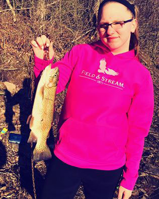 Elizabeth Shaw caught this Rainbow Trout while fishing Hamilton Lake