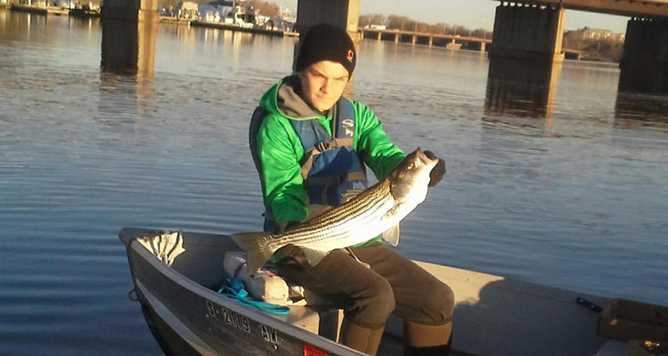 Jake Drinkwater of Wakefield caught this 25" striper aboard his Grandfather's boat!