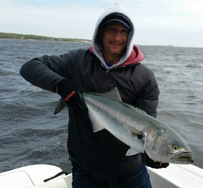 OTW's Craig Intorcia with a Raritan Bay bluefish. 
