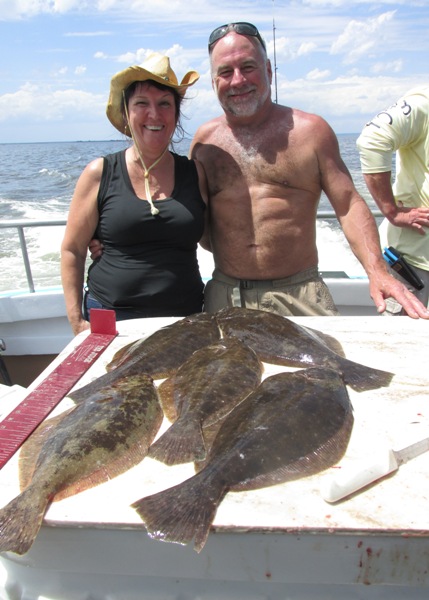 A limit catch of fluke aboard the Elaine B II out of Highlands.