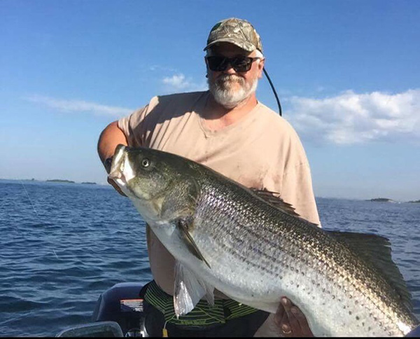 Ed Likas landed this 42.5-pound striper at Point Alerton this week.