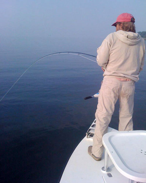 Oil slick calm conditions offer the best shot at finding tailing bluefish.