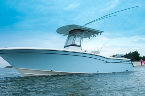 The proud bow and handsome line of Grady-White's new 23-foot center console Fisherman 236