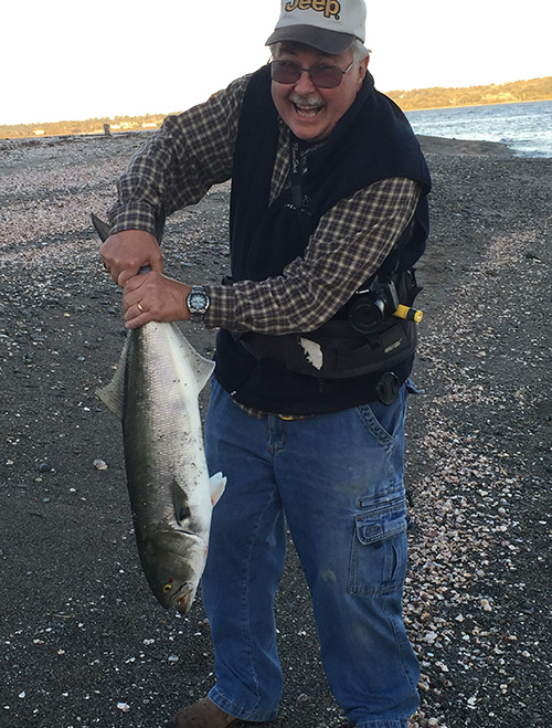 Bruce Marquardt  landed this nice 40-inch blue at Sandy Point on Prudence Island
