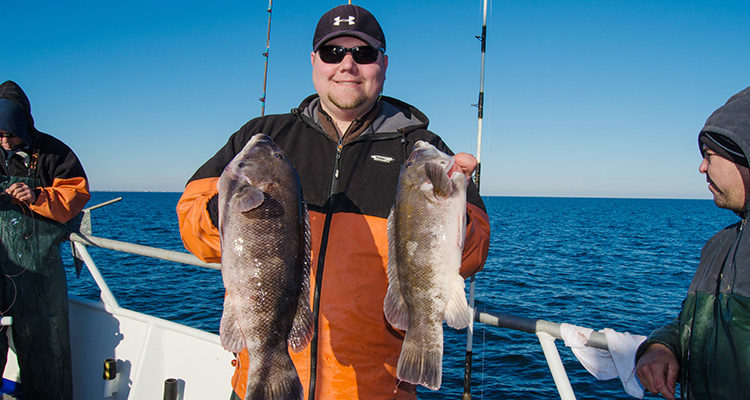 Eric Bunz used smaller pieces of crab to tempt these keeper blackfish on an otherwise slow day.