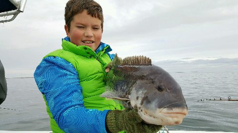 Zach scored this big 8 1/2 pounds tautog aboard the Little Sister