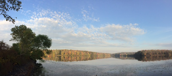 A panorama view of Lake Nockamixon from the DCNR Regional Office off Three Mile Run Road.