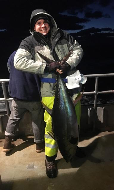 One of the many yellowfin caught on this week's tuna trip aboard the Big Jamaica out of Brielle.