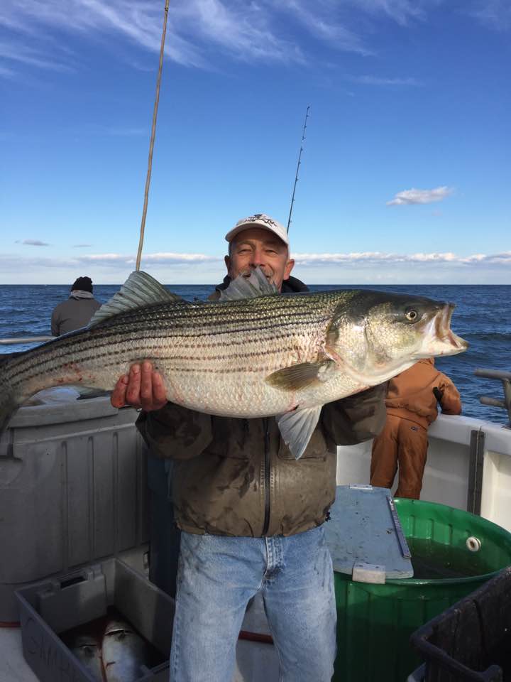 Fishermen aboard the Gambler have been getting in on the good striper action. 