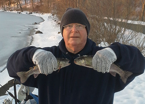 Dave Panarello of Malden has been finding holdover trout very hungry.