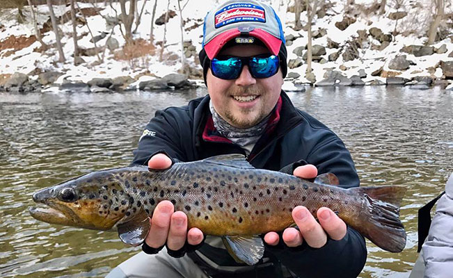 A nice weekend brown trout caught by a client of Derrick Kirkpatrick of CT Fishguides.