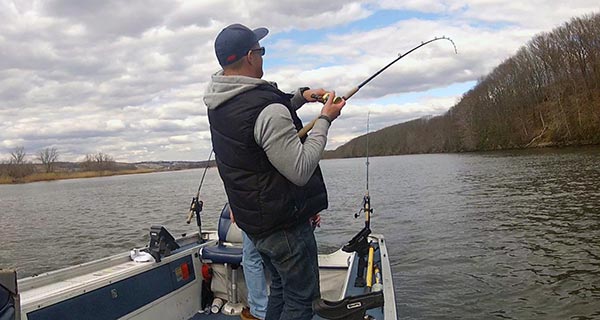 Trolling umbrella rigs and crankbaits can be a productive way to locate schools of holdover stripers, 